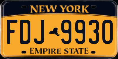 NY license plate FDJ9930