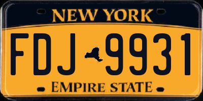 NY license plate FDJ9931