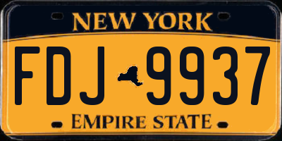 NY license plate FDJ9937