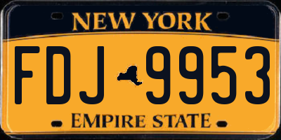 NY license plate FDJ9953