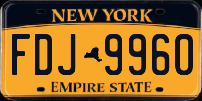 NY license plate FDJ9960