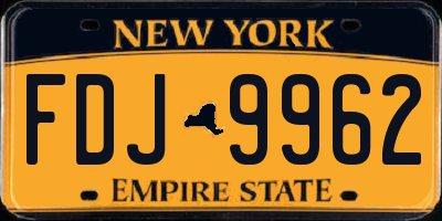NY license plate FDJ9962