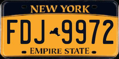 NY license plate FDJ9972