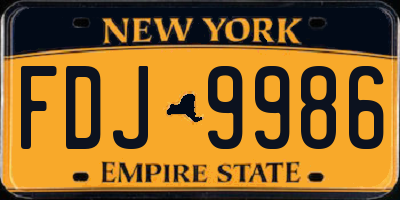 NY license plate FDJ9986