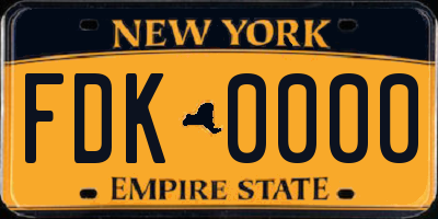 NY license plate FDK0000