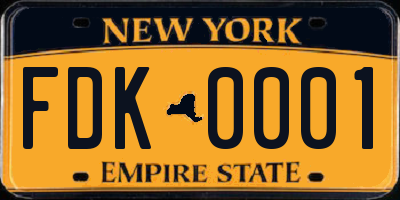 NY license plate FDK0001