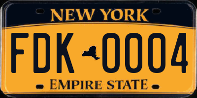 NY license plate FDK0004