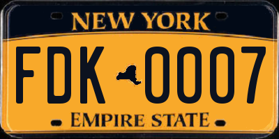 NY license plate FDK0007