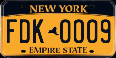 NY license plate FDK0009