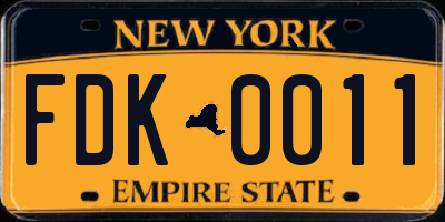 NY license plate FDK0011