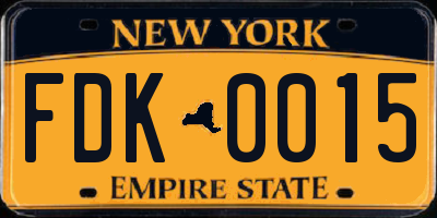 NY license plate FDK0015