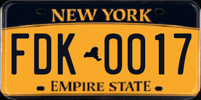 NY license plate FDK0017