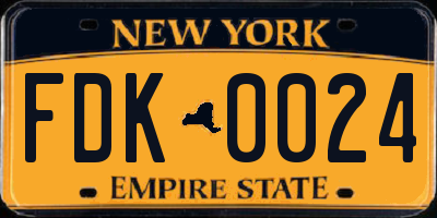 NY license plate FDK0024
