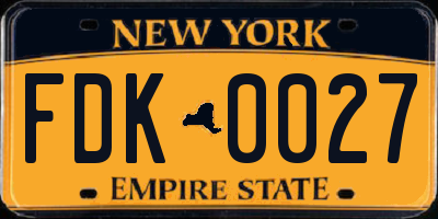 NY license plate FDK0027