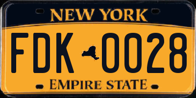 NY license plate FDK0028
