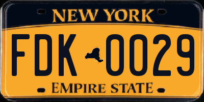 NY license plate FDK0029