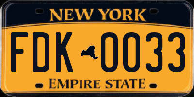 NY license plate FDK0033
