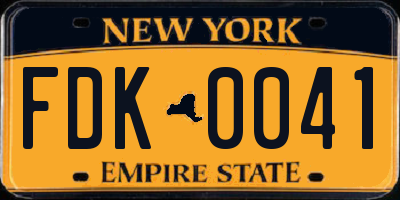 NY license plate FDK0041