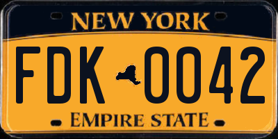 NY license plate FDK0042