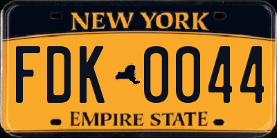 NY license plate FDK0044