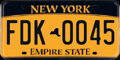 NY license plate FDK0045