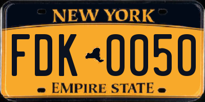 NY license plate FDK0050