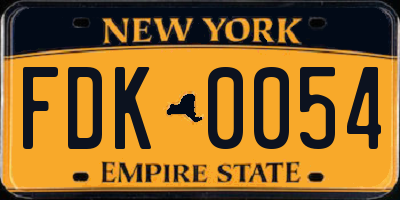NY license plate FDK0054