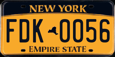 NY license plate FDK0056