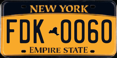 NY license plate FDK0060