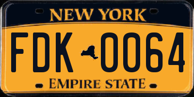 NY license plate FDK0064
