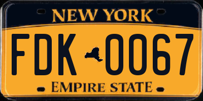 NY license plate FDK0067
