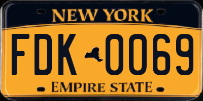 NY license plate FDK0069