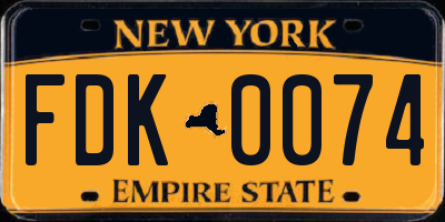NY license plate FDK0074