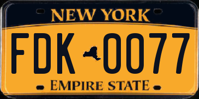 NY license plate FDK0077