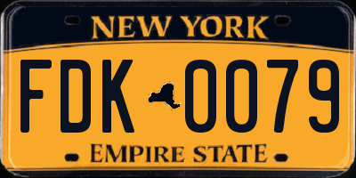NY license plate FDK0079