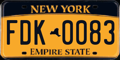 NY license plate FDK0083