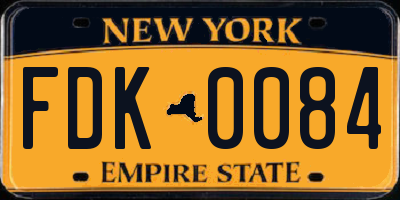 NY license plate FDK0084