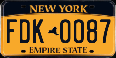 NY license plate FDK0087