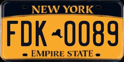 NY license plate FDK0089