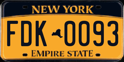NY license plate FDK0093