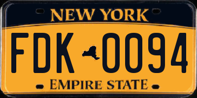 NY license plate FDK0094