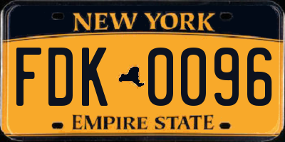 NY license plate FDK0096