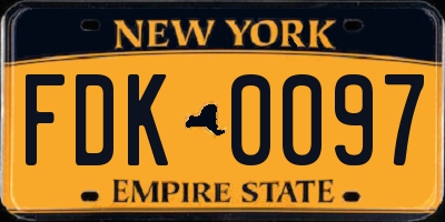 NY license plate FDK0097