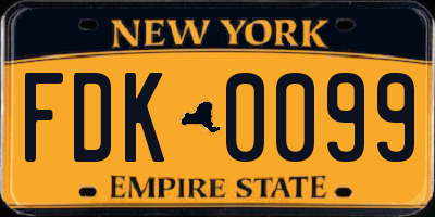 NY license plate FDK0099