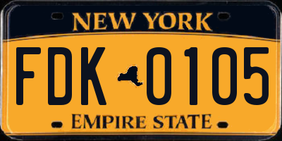 NY license plate FDK0105