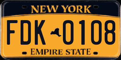 NY license plate FDK0108