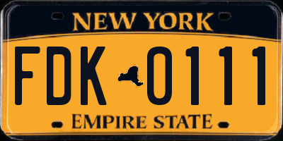 NY license plate FDK0111