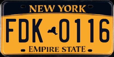 NY license plate FDK0116