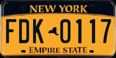 NY license plate FDK0117