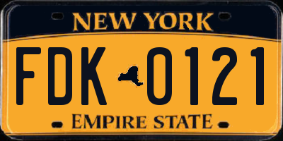 NY license plate FDK0121